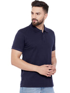 Cotton Blend Solid Half Sleeves Mens Polo T-Shirt